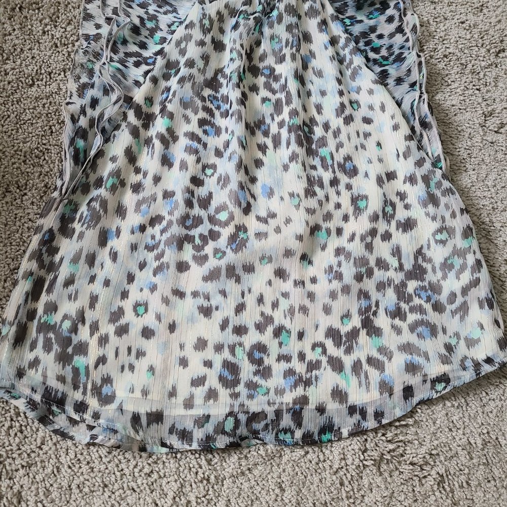 Metallic Ruffle Leopard Print Blouse - Picture 12 of 14